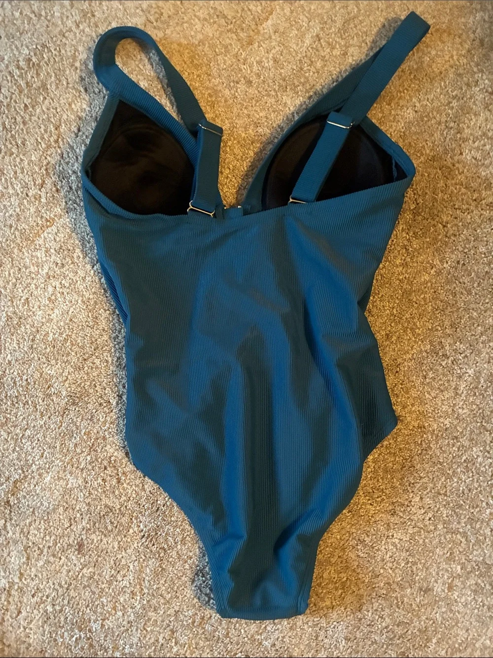 Ladies Medium Teal One-Piece Swimsuit with Front Zip